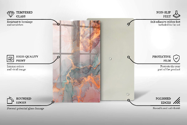 Deska kuchenna szklana Marmur ze złotem