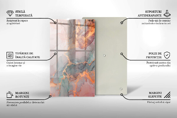 Deska kuchenna szklana Marmur ze złotem