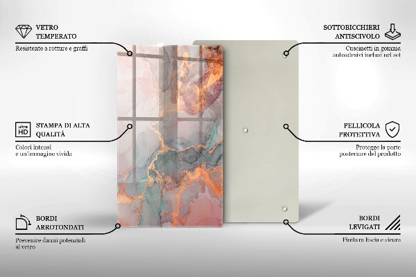 Deska kuchenna szklana Marmur ze złotem