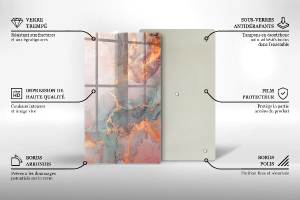 Deska kuchenna szklana Marmur ze złotem