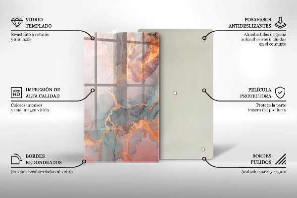 Deska kuchenna szklana Marmur ze złotem