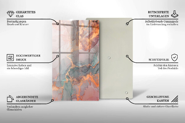 Deska kuchenna szklana Marmur ze złotem