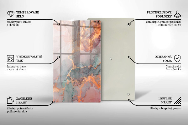 Deska kuchenna szklana Marmur ze złotem