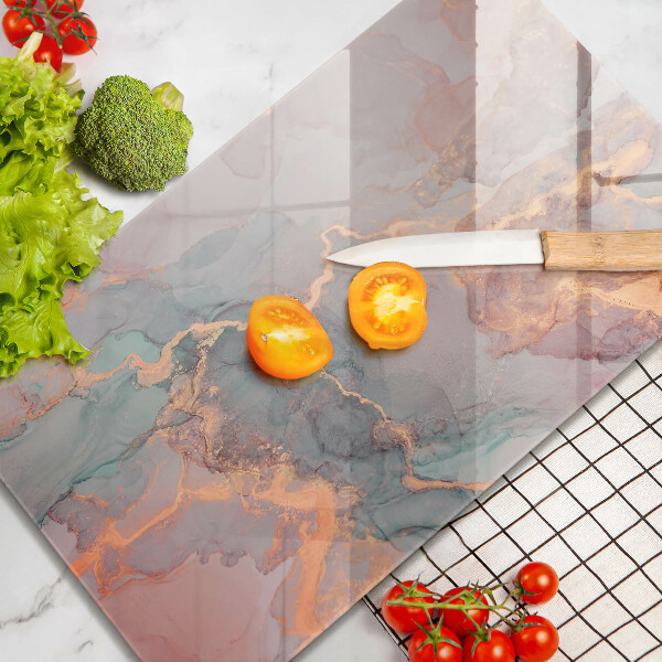 Deska kuchenna szklana Marmur ze złotem