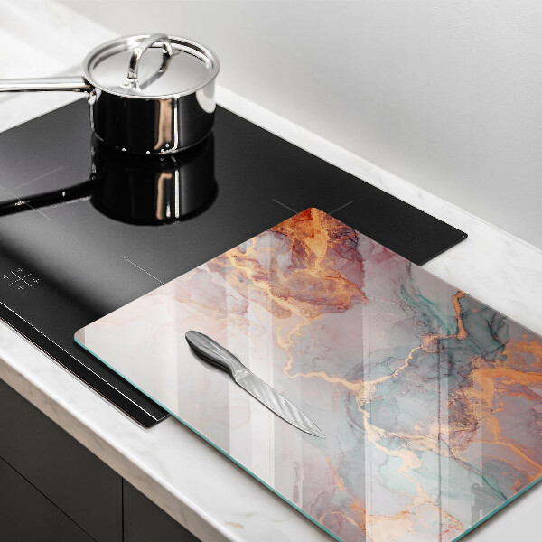 Deska kuchenna szklana Marmur ze złotem