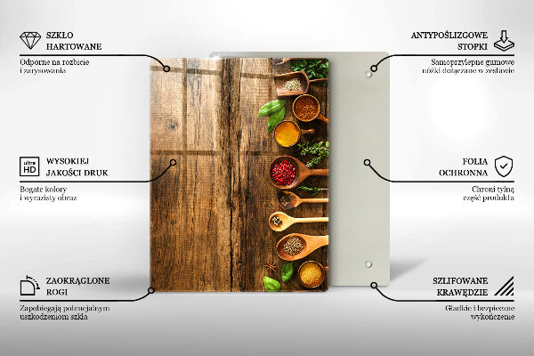 Deska kuchenna szklana Drewniane deski i liście