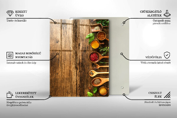 Deska kuchenna szklana Drewniane deski i liście