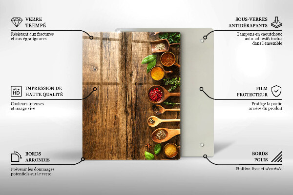 Deska kuchenna szklana Drewniane deski i liście