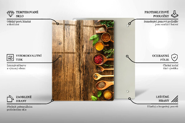 Deska kuchenna szklana Drewniane deski i liście