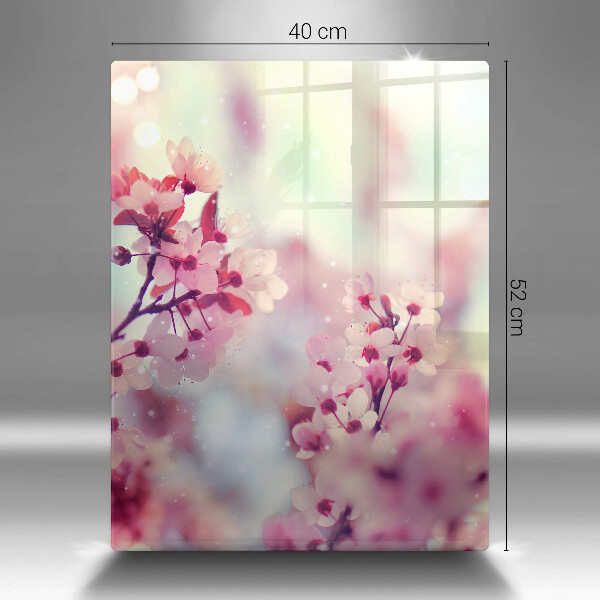 Deska kuchenna szklana Wiosenne różowe kwiaty