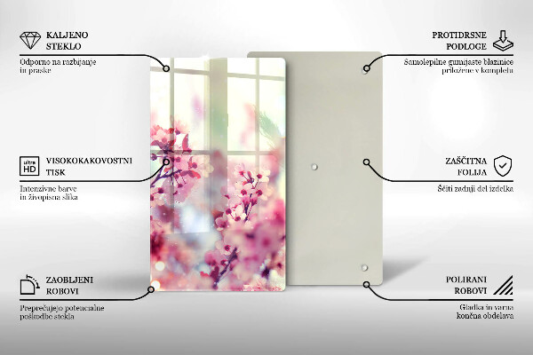 Deska kuchenna szklana Wiosenne różowe kwiaty