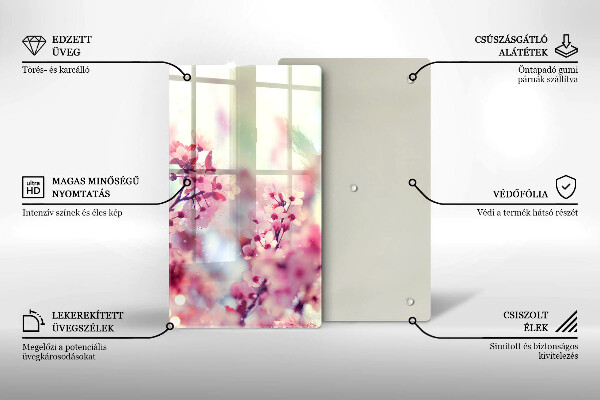 Deska kuchenna szklana Wiosenne różowe kwiaty