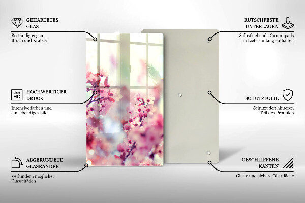 Deska kuchenna szklana Wiosenne różowe kwiaty