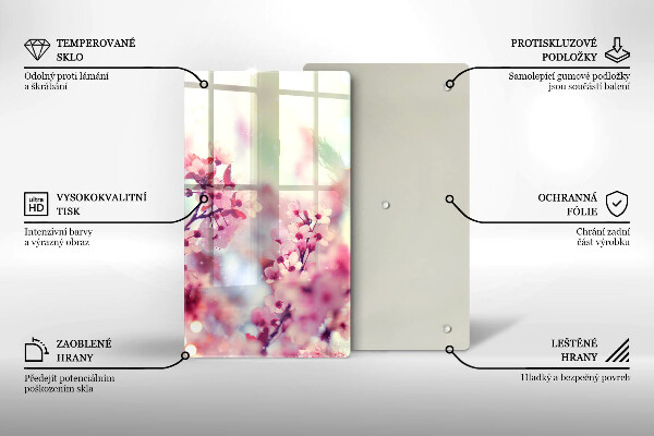 Deska kuchenna szklana Wiosenne różowe kwiaty