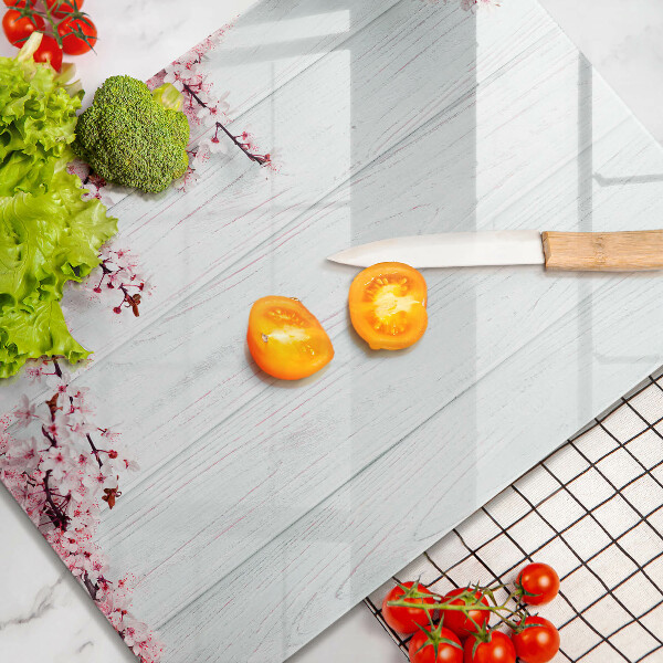 Deska kuchenna szklana Kwiaty na deskach