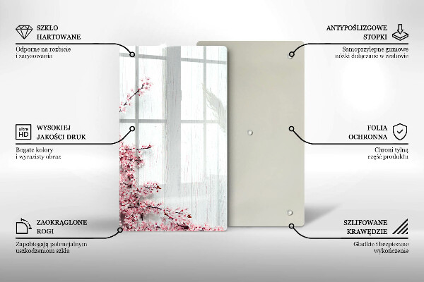 Deska kuchenna szklana Kwiaty na deskach