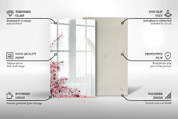 Deska kuchenna szklana Kwiaty na deskach