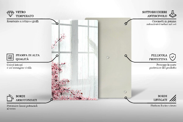 Deska kuchenna szklana Kwiaty na deskach
