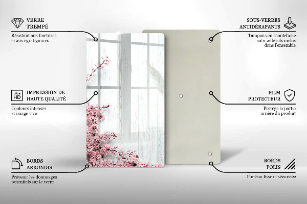Deska kuchenna szklana Kwiaty na deskach
