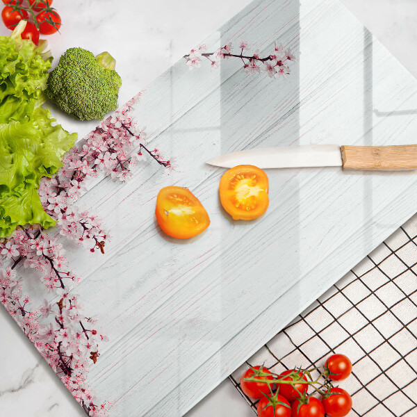 Deska kuchenna szklana Kwiaty na deskach