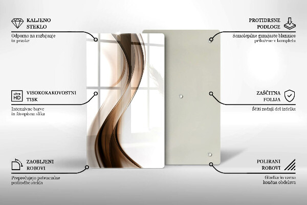 Deska kuchenna szklana Abstrakcja brązowe linie