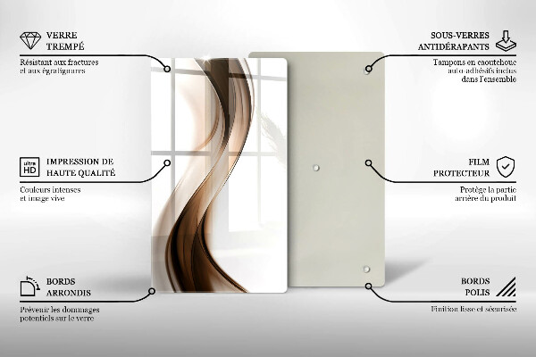 Deska kuchenna szklana Abstrakcja brązowe linie