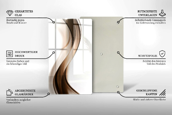 Deska kuchenna szklana Abstrakcja brązowe linie