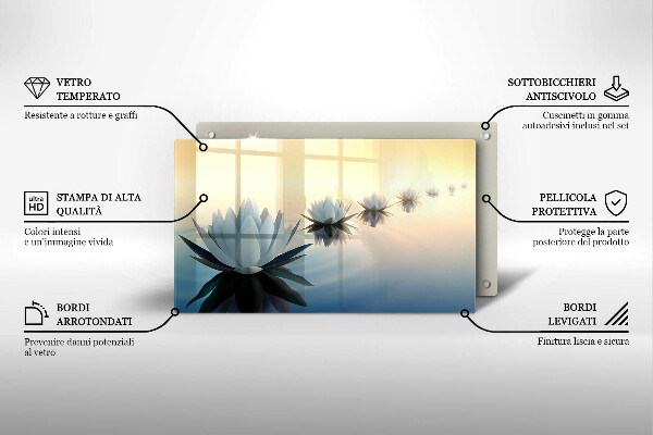 Szklana deska do krojenia Kwiaty lilie na wodzie