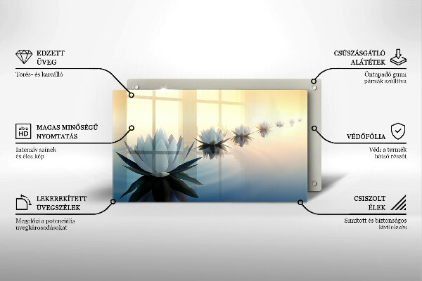 Szklana deska do krojenia Kwiaty lilie na wodzie