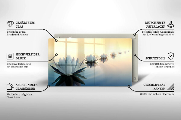 Szklana deska do krojenia Kwiaty lilie na wodzie