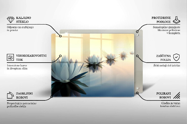 Szklana deska do krojenia Kwiaty lilie na wodzie