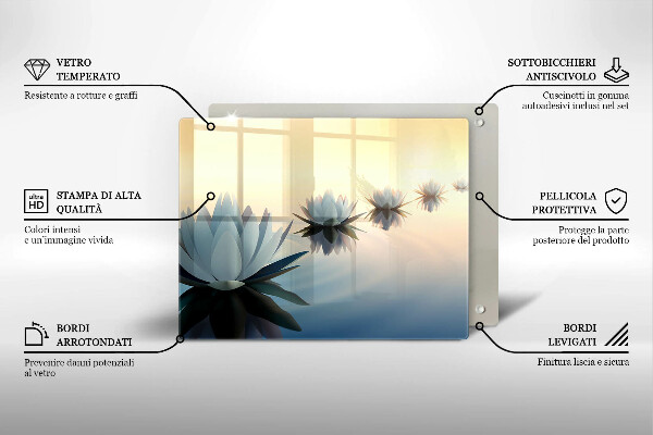 Szklana deska do krojenia Kwiaty lilie na wodzie