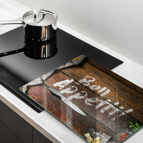 Szklana deska do krojenia Deski napis Bon Appetit