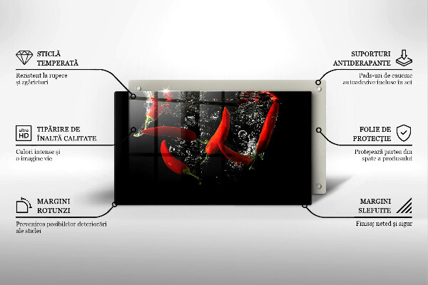 Szklana deska do krojenia Papryczki chili w wodzie