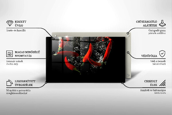 Szklana deska do krojenia Papryczki chili w wodzie