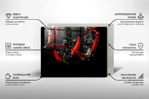 Szklana deska do krojenia Papryczki chili w wodzie