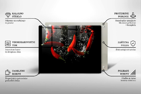 Szklana deska do krojenia Papryczki chili w wodzie