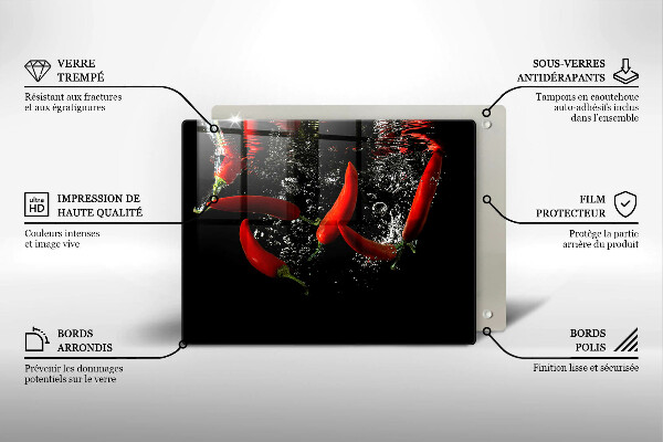 Szklana deska do krojenia Papryczki chili w wodzie