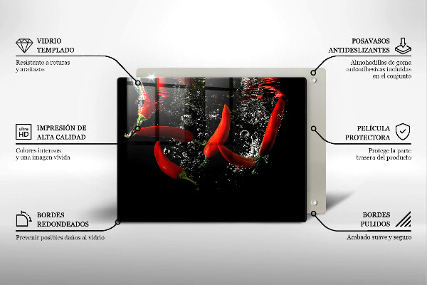 Szklana deska do krojenia Papryczki chili w wodzie