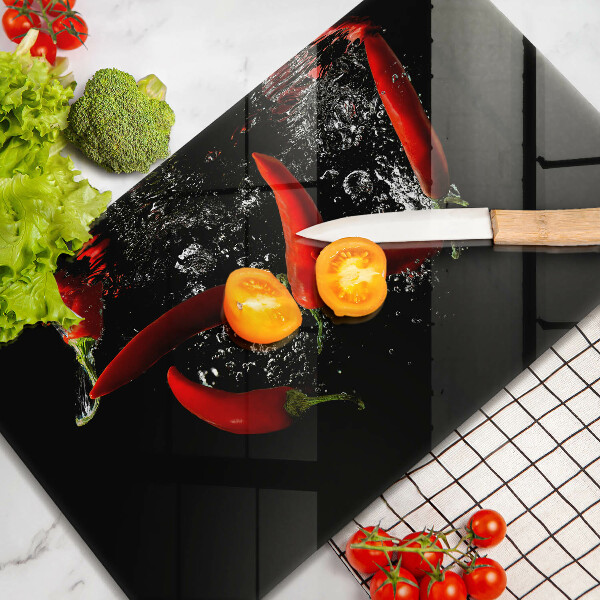 Szklana deska do krojenia Papryczki chili w wodzie