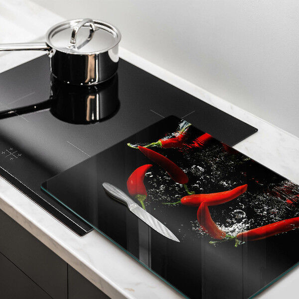 Szklana deska do krojenia Papryczki chili w wodzie