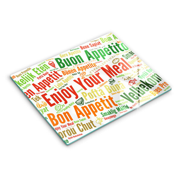 Szklana deska do krojenia Napisy Smacznego języki