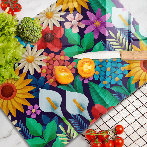 Szklana deska do krojenia Ilustracja łąka kwiaty