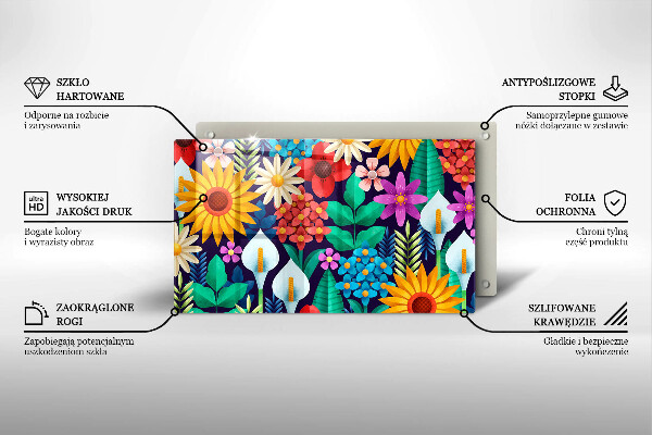 Szklana deska do krojenia Ilustracja łąka kwiaty