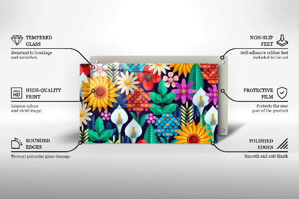 Szklana deska do krojenia Ilustracja łąka kwiaty