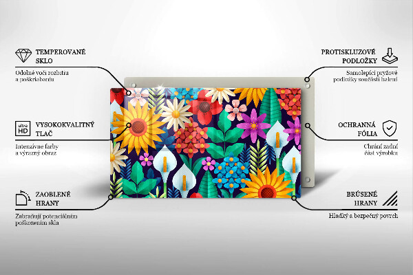 Szklana deska do krojenia Ilustracja łąka kwiaty