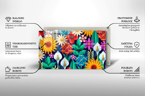 Szklana deska do krojenia Ilustracja łąka kwiaty