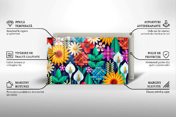 Szklana deska do krojenia Ilustracja łąka kwiaty