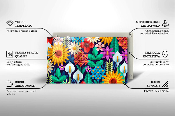 Szklana deska do krojenia Ilustracja łąka kwiaty