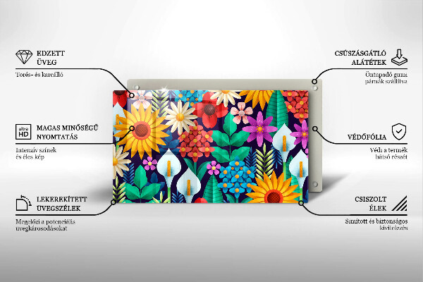 Szklana deska do krojenia Ilustracja łąka kwiaty